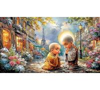 Buddha-in-a-Mystical-Garden-with-Butterflies-and-Waterfalls Puzzle de 1000 Piezas para Adultos Juego Educativo relajación Papel Reciclado Desafiante Regalo 38x26/1000pcs