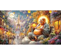 Buddha-in-a-Serene-Lotus-Pond-Garden Puzzle de 1000 Piezas para Adultos Juego Educativo relajación Papel Reciclado Desafiante Regalo 38x26/1000pcs