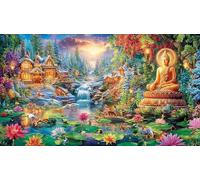 Buddha-in-Magical-Landscape 1000 Piezas Puzzle en Papel Reciclado para Adultos Regalo Divertido Actividad en casa Juego Educativo Idea 38x26/1000pcs