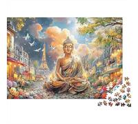 Buddha in Paris 1000 Piece Recycled Cardboard Arte Serena Naturaleza Jigsaw Puzzle Adult Mind Relaxation Challenge Great Gift for Senior Jigsaw Lovers Collectors 38x26cm/1000pcs