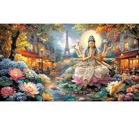Buddha-in-Van-Gogh-Style-Lotus-Pond 1000 Piezas Puzzle Familiar Papel Reciclado Desafiante y Divertido para Adultos Decoración Mural 70x50/1000pcs