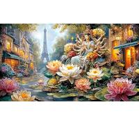 Buddha-in-Van-Gogh-Style-Lotus-Pond 1000 Piezas Puzzle para Adultos Juego Educativo relajación Desafiante Papel Reciclado Idea de Regalo 38x26/1000pcs