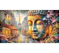 Buddha-Meditating-on-Lotus-Under-Pink-Trees 1000 Piezas Puzzle para Adultos Juego desafiante Educativo Papel Reciclado para relajación y Regalos 38x26/1000pcs