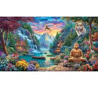 Buddha-Meditating-Under-a-Tree-by-Lotus-Pond Puzzle Familiar 1000 Piezas Educativo Papel Reciclado Desafiante para Adultos Regalo para Hombres 38x26/1000pcs