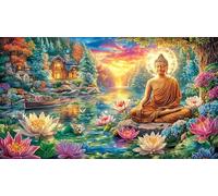 Buddha-Reclining-on-Lotus-in-Golden-Paradise Puzzle Familiar 1000 Piezas Papel Reciclado Desafiante y Divertido para Adultos 38x26/1000pcs