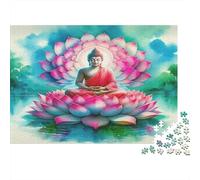 Buddha-Statue Adult Jigsaw Puzzle Meditating Figure on Lotus Educational Game Decompression for Adults Teens Home Decor 70x50cm 1000pcs