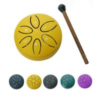 Buddha Stones Mini tambor de lengua de acero, kit de tambor curativo de sonido de 3 pulgadas, mini tambor de mano más nuevo de 2024, tambor sin preocupaciones de 6 notas, instrumento de tambor de acer