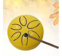 Buddha Stones Mini tambor de lengua de acero, kit de tambor curativo de sonido de 3 pulgadas, tambor de mano sin preocupaciones de 6 notas, mini tambor de mano (Color : Gold, Size : Leaf style)