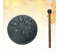 Buddha Stones Mini tambor de lengua de acero, kit de tambor curativo de sonido de 3 pulgadas, tambor de mano sin preocupaciones de 6 notas, mini tambor de mano (Color : Black, Size : Leaf style)