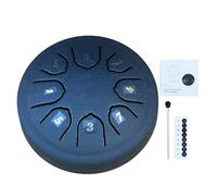 Buddha Stones - Tambor de lengua de acero, 4.5 pulgadas, 8 notas, con baqueta y calcomanías, tambor de mano de acero al carbono, kit de tambor de percusión para meditación, entretenimiento, educación