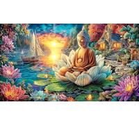 Buddha-Surrounded-by-Pink-Lotus-Flowers 1000 Piezas Puzzle Adultos Juego Familiar Desafiante Papel Reciclado para Adultos y niños de 12 años 70x50/1000pcs