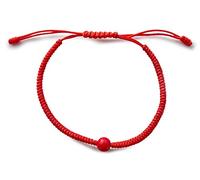 BUDDHAFIGUREN Pulsera budista con 1 cuenta - hecha a mano - talla ajustable - Rojo