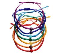 BUDDHAFIGUREN Pulsera budista con 1 cuenta - hecha a mano - talla ajustable - Set de 7 chakras