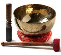 BUDDHAFIGUREN Tibetano canto cuenco - nuevo estilo - hecho a mano, 1000 - 1100 gramos - con accesorios