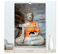 Buddhas im Glück (hochwertiger Premium Wandkalender 2026 DIN A2 hoch), Kunstdruck in Hochglanz: Buddha-Statuen aus Asien