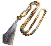 Buddhism Tassel Bracelets Natural Matt Beads | Knotted Handmade 108 Prayer Bead Jewelry