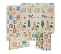 Buddy Baby - Alfombra de Juegos para Bebé XXL180x200 cm - Doble Cara, Tapete Muy acolchado, Plegable y con Bolsa de transporte (Elephant/Letras)