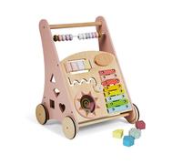 Buddy Baby • Andador de Madera Montessori • Desde 12 meses • Panel interactivo (xilófono, puzzle, espejo, engranajes) • Ruedas goma antideslizantes • No daña el suelo • Cajón trasero
