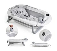 Buddy Baby • Bañera Plegable BebéSplash con Temperatura • Desde 0 meses • Cojín reductor extraíble • Base antideslizante • Tapón desagüe • Diseño compacto y portátil • Regadera ballena