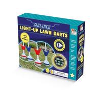 Buddy & Barney: Dardos de césped iluminados de lujo, juego de patio que brillan en la oscuridad, dardos de punta suave, juego de día o noche, actividad en el patio, familia y niños mayores de 5 años