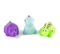 Buddy & Barney: Juego de baño de dinosaurios que rocían y brillan - Set de 3 piezas.