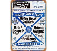 Buddy Holly Final Concert - Letrero de metal vintage de 8 x 12 pulgadas