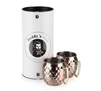 Buddy´s Bar - 2 Tazas de Mula de Moscú, 500 ml, Taza de Acero Inoxidable con Estructura de piña, Taza de cóctel Incl. Caja de Regalo, Juego de 2, Cobre Antiguo