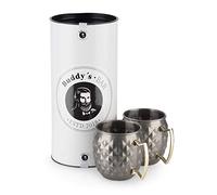 Buddy´s Bar - 2 Tazas de Mula de Moscú, 500 ml, Tazas de Acero Inoxidable con Estructura de piña, Taza de cóctel Incl. Caja de Regalo, Juego de 2, Acero Inoxidable Antiguo