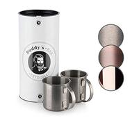 Buddy´s Bar 4 Tazas de Mula de Moscú, 450 ml, Taza de Acero Inoxidable, Apta para Alimentos, Vaso de cóctel con Caja de Regalo, Acero Inoxidable Antiguo, Juego de 4