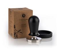 Buddy´s Bar - Barista Edition, Premium Tamper, Ø 58 mm Base, H: 10 cm, Acero Inoxidable, Sello de Espresso para portafiltros de 58 mm, prensador de café con Alfombrilla de Silicona, Mango Negro