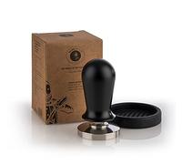 Buddy´s Bar - Barista Edition, prensador de café, 53 mm de diámetro, Base: 10 cm, Acero Inoxidable, Sello de Espresso para portafiltros de 53 mm, prensador de café con Alfombrilla de Silicona, Negro