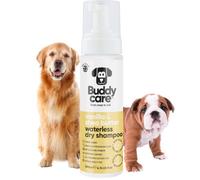 Buddycare Champú seco sin agua para perros (200 ml) | Champú para perros de vainilla y manteca de karité sin enjuague para pieles sensibles | Natural, fácil de aplicar para un pelaje fresco y limpio
