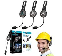 BuddyChat Trio - Interfono con 3 módulos de auriculares Bluetooth con alcance de hasta 1 km, manos libres con cancelación de ruido DSP y conexión para smartphone
