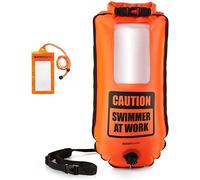 BUDDYSWIM Boya de Seguridad para Natación. Boya Natacion Aguas Abiertas de 28 litros. Incluye Funda Estanca para el Móvil. Color Naranja.