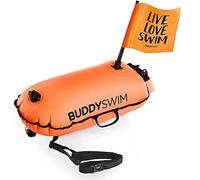 BUDDYSWIM Boya Natacion Aguas Abiertas 28 L con Bolsa Estanca Interior 100% Impermeable y Bandera Extraíble Visibilidad Extra. Boya de Natacion de Seguridad Resistente, Ligera y Fácil de Plegar.