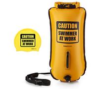 BUDDYSWIM Set Boya Natación Aguas Abiertas 28 litros y Gorro de Natación. Boya de Natacion de Seguridad para Nadar en Aguas Abiertas con Bolsa Estanca Impermeable y Gorro de Silicona. Color Amarillo