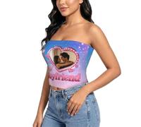 Budelym Crop Top Mujer Camiseta Sin Tirantes Personalizado, Tubo Top Mujer Bandeau Slim Fit - Añade tu Foto o Texto (Frontal/Trasero) - Ideal para Uso Diario