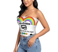 Budelym Crop Top Mujer Camiseta Sin Tirantes Personalizado, Tubo Top Mujer Bandeau Slim Fit - Añade tu Foto o Texto (Frontal/Trasero) - Ideal para Uso Diario