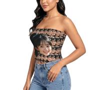 Budelym Crop Top Mujer Camiseta Sin Tirantes Personalizado, Tubo Top Mujer Bandeau Slim Fit - Añade tu Foto o Texto (Frontal/Trasero) - Ideal para Uso Diario