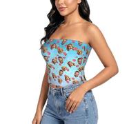 Budelym Crop Top Mujer Camiseta Sin Tirantes Personalizado, Tubo Top Mujer Bandeau Slim Fit - Añade tu Foto o Texto (Frontal/Trasero) - Ideal para Uso Diario