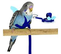 Budgerigar - Arnés y Correa para pájaros de Loro, diseño de Entrenamiento Ajustable, antimordeduras, Cuerda de Nailon para pájaros con Bonito ala para Budgerigar y pájaros del Mismo tamaño (S, Azul)