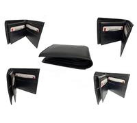 BUDGET SIGNS LTD All kinds of Signs, Stickers & Printwork Cartera delgada para hombre, hecha a mano, de piel auténtica, con 4 ranuras para tarjetas, Black, 11 x 9.7 x 1.3 cm; 50 g, Americano