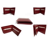 BUDGET SIGNS LTD All kinds of Signs, Stickers & Printwork Cartera delgada para hombre, hecha a mano, de piel auténtica, con 4 ranuras para tarjetas, Red, 11 x 9.7 x 1.3 cm; 50 g, Americano