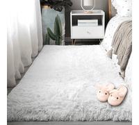 BUDINGHY Alfombra Salón Pelo Largo Shaggy Alfombras de Habitacion 150 x 180 cm Pelo Largo Alfombra de Terciopelo de Felpa Lanuda Moderna Lavable Alfombras Imitación Piel Sintética, Blanco