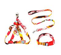 budiniao 3 uds./Kit de Correa para Collar de Mascota, arnés Ajustable de aleación de Zinc, Reutilizable, Lavable, Rojo,1x120cm, S