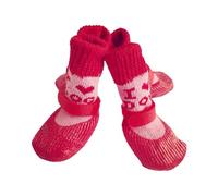 budiniao 4 Piezas de Zapatos Reflectantes para Mascotas, Botas de Nieve para la Lluvia, Conjunto de Calcetines Antideslizantes con Suela de Goma, calcetín Grueso, Calzado, Amo el Rojo, Metro