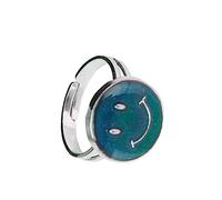 budiniao Anillos de humor Color cambiable Temperatura ajustable Emoción Sensación Moda Accesorios de disfraces lindos Formas múltiples Hombres Niños Regalo, sonrisa redonda