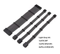 budiniao Cable de alimentación de extensión Conectores con Funda de PC Alimentación Nylon Útil Ligero Juego de Cables Resistentes al Desgaste Kit de Placa Base, Gris