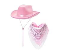budiniao Conjunto de sombrero de vaquero y pañuelo. Viste a una vaquera con sombrero para una fiesta temática de club o boda, Rosa, 40x33x14cm