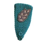 budiniao Diademas tejidas a prueba de viento patrón de hojas elástico ajustable Universal calentador de oreja diadema accesorios para el cabello para mujer, Publicar verde